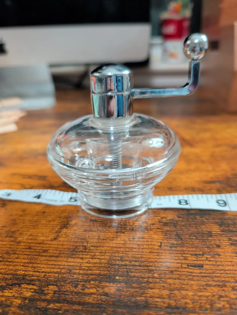 Trudeau Clear Acrylic Nutmeg Grinder Chrome Crank Manual Spice Mill Kitchen Tool